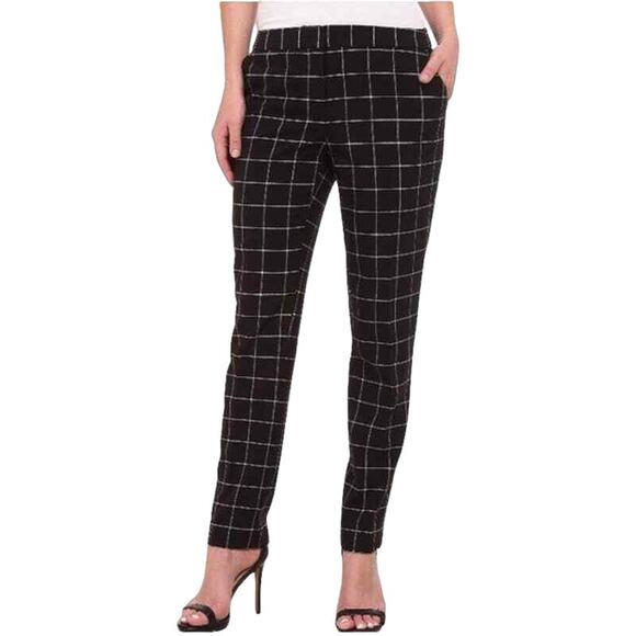 Vince Camuto Black White Squares Dress Pants Straight sz 12 Checkered Windowpane - Picture 1 of 11